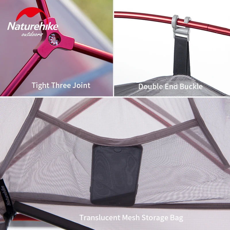 Naturehike Cloud Up 1 2 3 Camping Tent Ultralight Single Double Triple People Tent Outdoor Travel Hiking 3-4 Season Double Layer