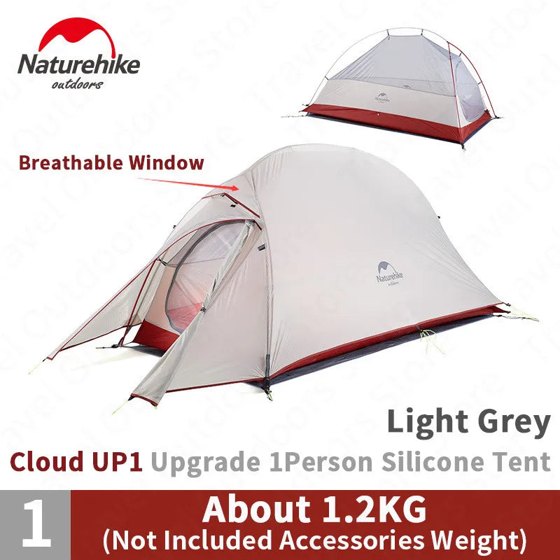 Naturehike Cloud Up 1 2 3 Camping Tent Ultralight Single Double Triple People Tent Outdoor Travel Hiking 3-4 Season Double Layer