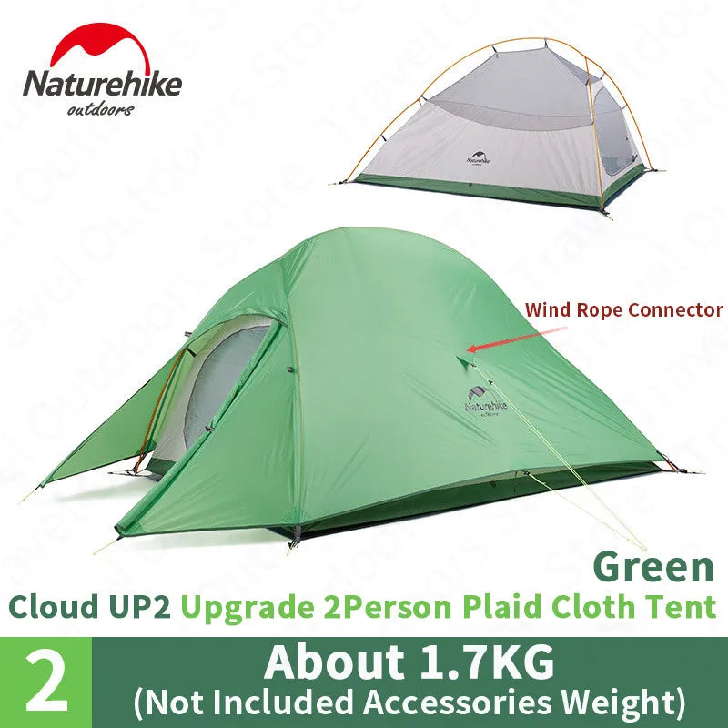 Naturehike Cloud Up 1 2 3 Camping Tent Ultralight Single Double Triple People Tent Outdoor Travel Hiking 3-4 Season Double Layer