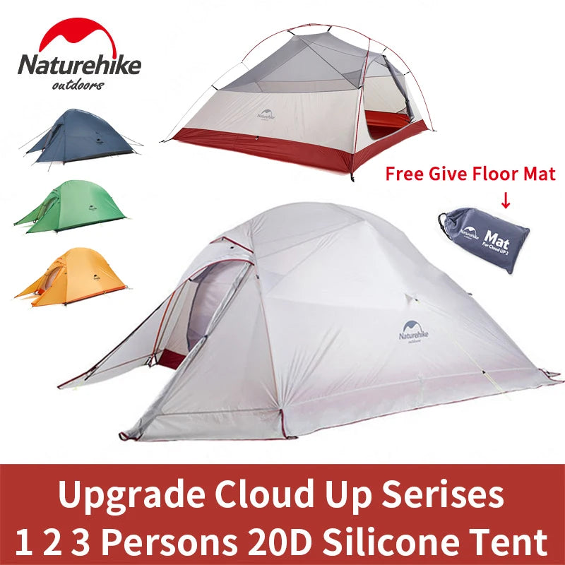 Naturehike Cloud Up 1 2 3 Camping Tent Ultralight Single Double Triple People Tent Outdoor Travel Hiking 3-4 Season Double Layer