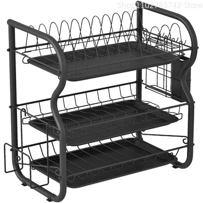 Cutlery Rack Stainless Steel Drying Rack Bowl Dish Draining Shelf  Kitchen Organizer 3 Tiers Dish Drainer Dryer Tray Holder