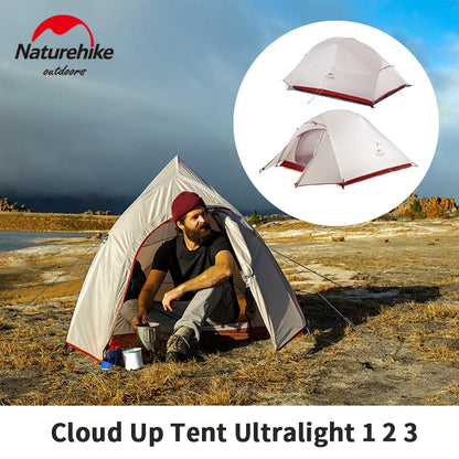 Naturehike Cloud Up 1 2 3 Camping Tent Ultralight Single Double Triple People Tent Outdoor Travel Hiking 3-4 Season Double Layer
