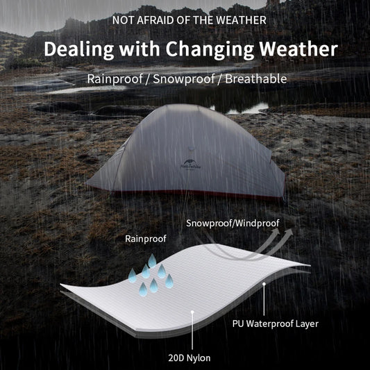 Naturehike Cloud Up 1 2 3 Camping Tent Ultralight Single Double Triple People Tent Outdoor Travel Hiking 3-4 Season Double Layer