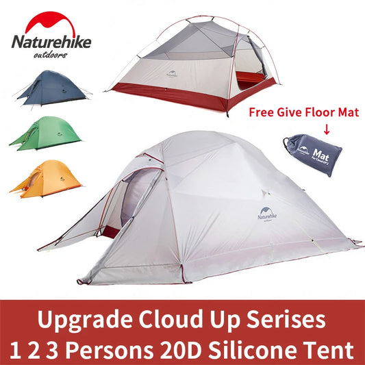 Naturehike Cloud Up 1 2 3 Camping Tent Ultralight Single Double Triple People Tent Outdoor Travel Hiking 3-4 Season Double Layer